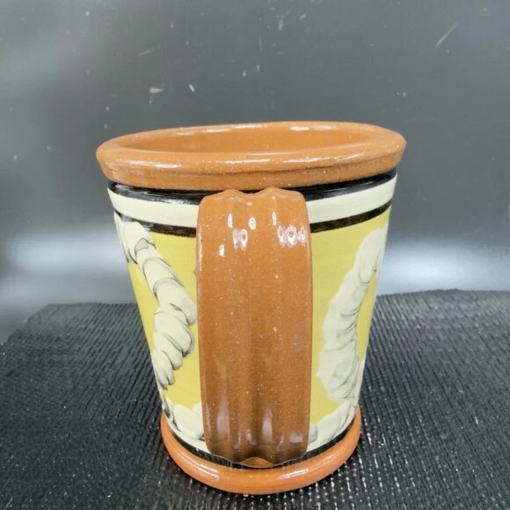 Greenfield‎ Village Pottery R Forrey Redware Pottery Coffee Mug Cup Folk Art VTG